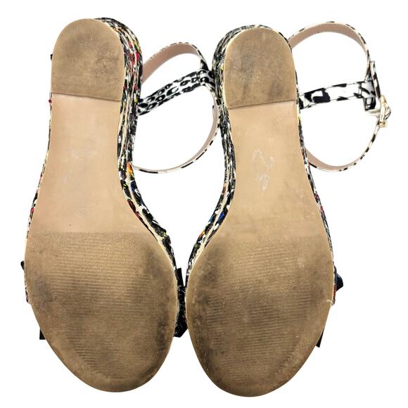 Betsey Johnson Wedge Espadrilles Rainbow Black Jute Bow & Ankle Strap - Picture 11 of 14